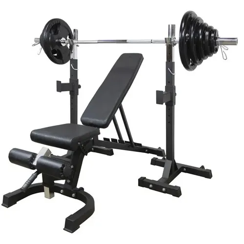 210 lb Plate Set with Squat Stands and FID Bench