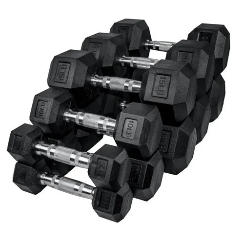 GF 5-50 LB Rubber Hex Dumbbell Set