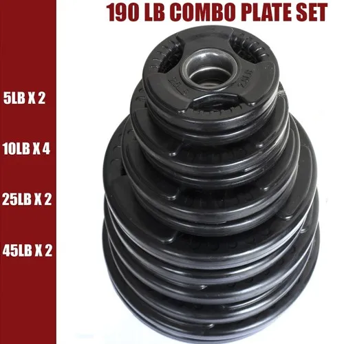 190 lb virgin rubber grip olympic plate set 