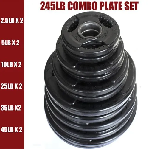 245 LB VIRGIN RUBBER GRIP OLYMPIC PLATE SET