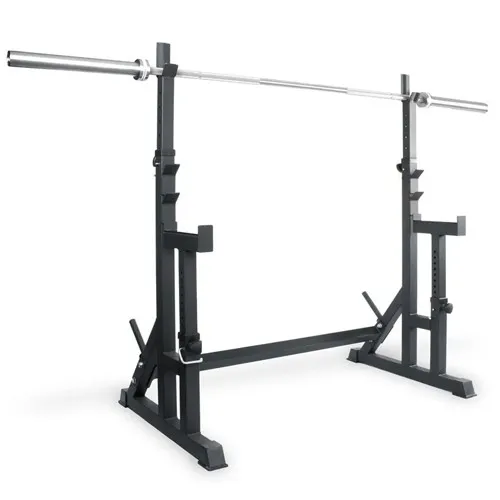 squat & bench press rack with adjustable spotter
