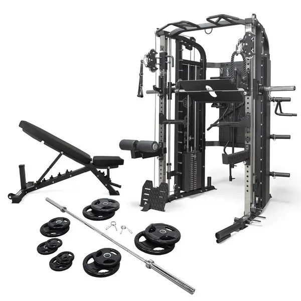 GF UltraFit X5 Smith Machine Home Gym  Combo with 245LB Plates Bench & Barbell