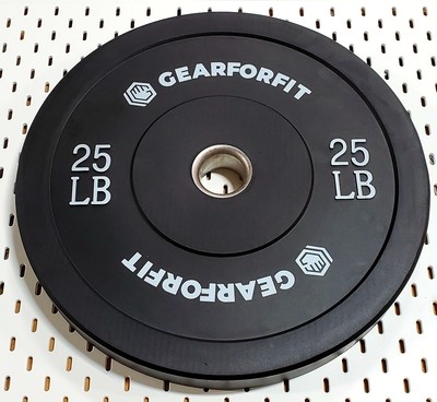 An image of 25 Lb BLACK OLYMPIC RUBBER BUMPER PLATE