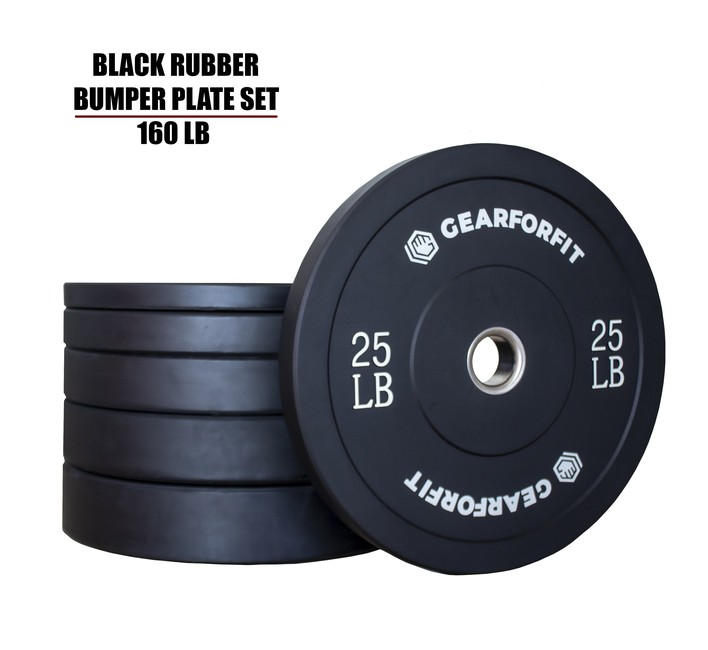 160-lb-black-rubber-bumper-plate-set