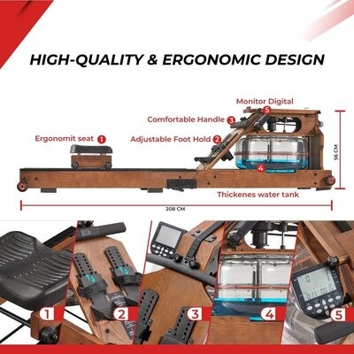 An image of gearforfit wooden water rower