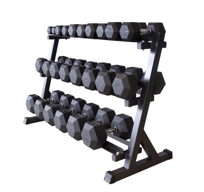 An image of Gearforfit 3-Tier Commercial Dumbbell Storage Rack 52 inches